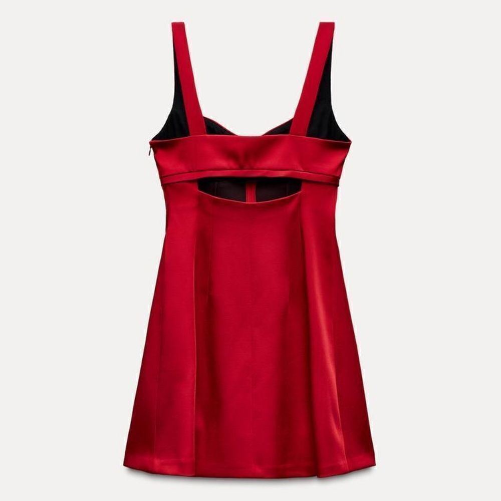 Zara CUT OUT SATIN EFFECT MINI DRESS - Picture 5 of 8